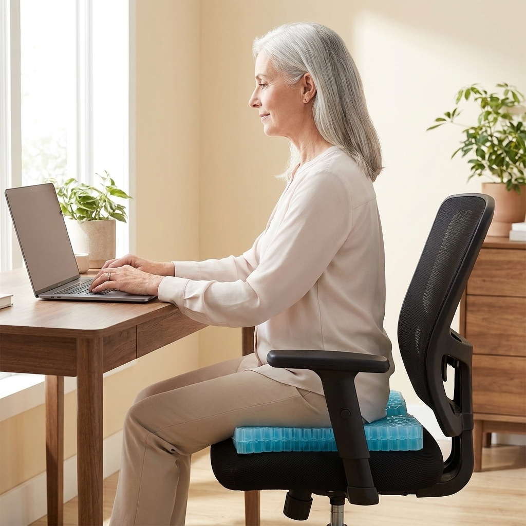 Haven Seat Gel Cushion on an office chair for better desk posture