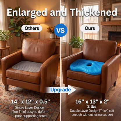 Others vs Haven Seat: 14 x 12 x 0.5 in single layer vs 16 x 13 x 2 in double layer